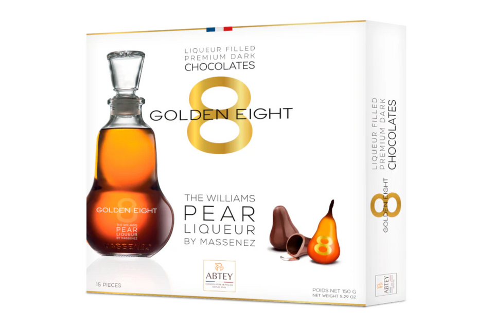 Abtey Élégance - 15 Dark Chocolate Liqueurs with Golden 8 Poire Williams xx