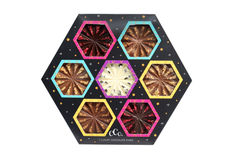 7 Chocolate Stars in a Luxury Hexagonal Gift Box xx