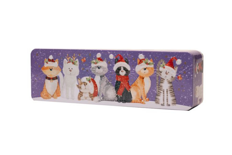 Embossed Christmas Cats Biscuit Tin xx