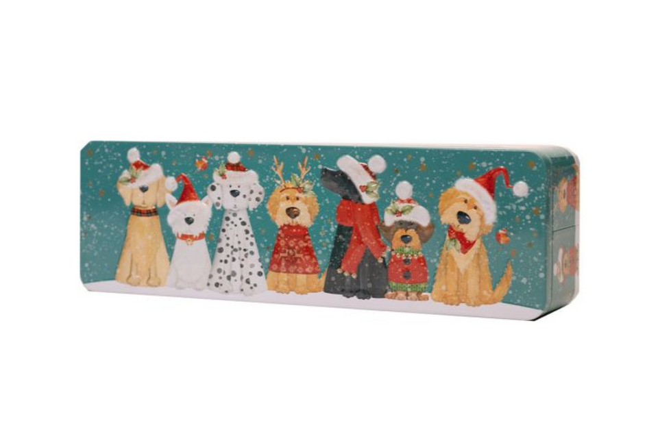 Embossed Christmas Dog Biscuit Tin xx