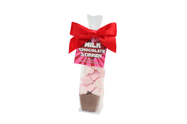 Milk Chocolate Stirrer with Heart Mallows