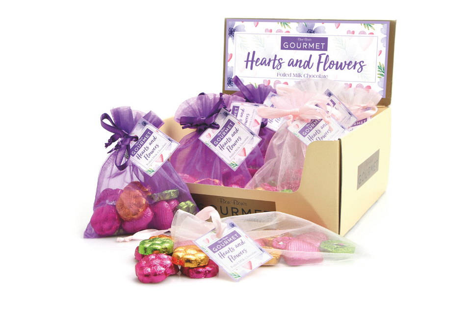 Gift Bag of Foiled Chocolate Hearts & Flowers xx