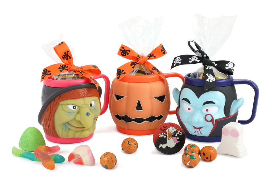 Halloween Mugs Filled with Novelty Treats xx